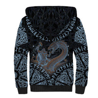 Thor and Jormungandr Norse Mythology Viking Sherpa Hoodie Celtic Knot and Rune Art Style