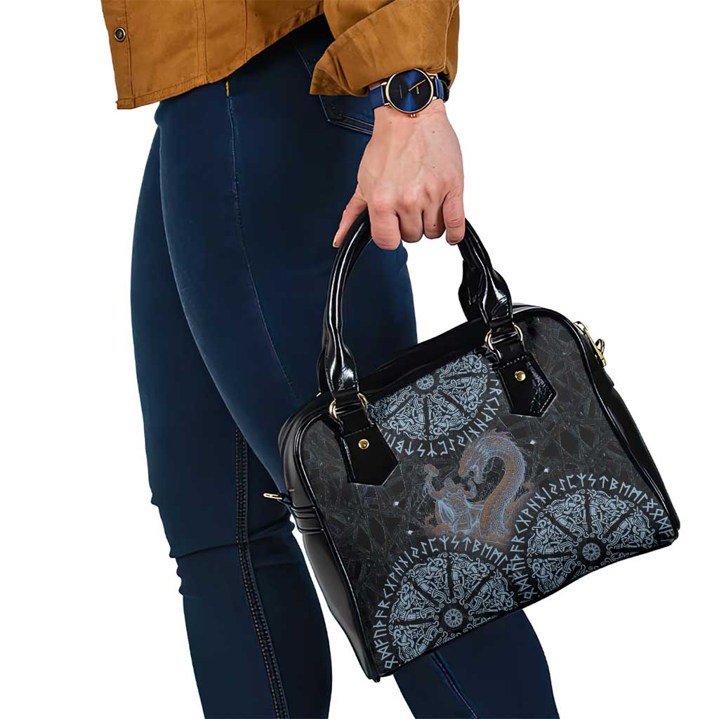 Thor and Jormungandr Norse Mythology Viking Shoulder Handbag Celtic Knot and Rune Art Style