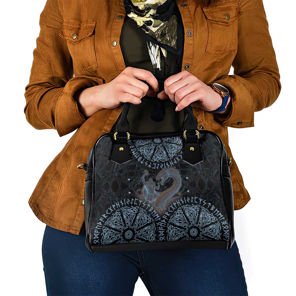 Thor and Jormungandr Norse Mythology Viking Shoulder Handbag Celtic Knot and Rune Art Style