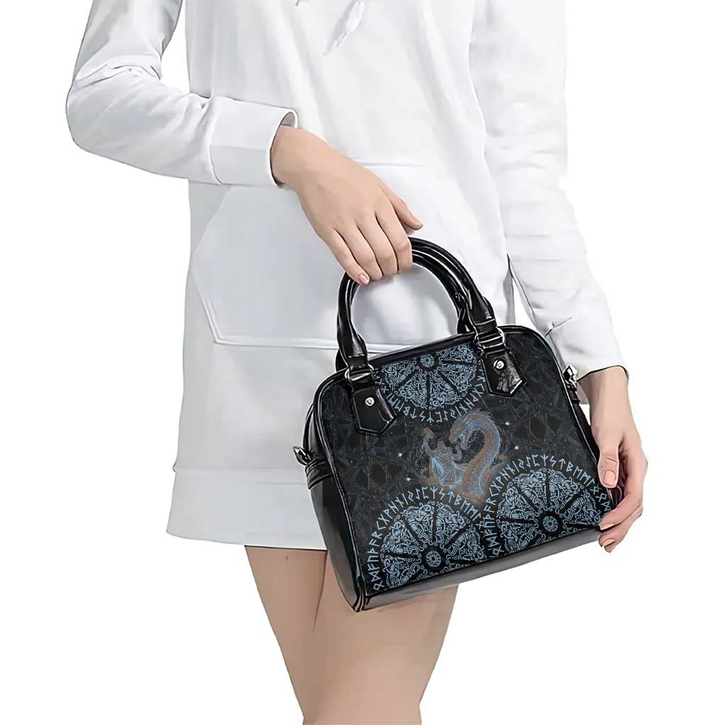 Thor and Jormungandr Norse Mythology Viking Shoulder Handbag Celtic Knot and Rune Art Style