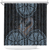 Thor and Jormungandr Norse Mythology Viking Shower Curtain Celtic Knot and Rune Art Style
