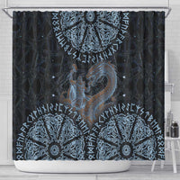 Thor and Jormungandr Norse Mythology Viking Shower Curtain Celtic Knot and Rune Art Style