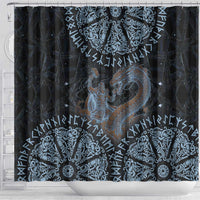 Thor and Jormungandr Norse Mythology Viking Shower Curtain Celtic Knot and Rune Art Style