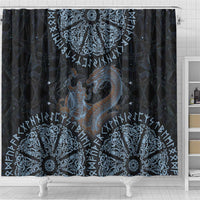 Thor and Jormungandr Norse Mythology Viking Shower Curtain Celtic Knot and Rune Art Style