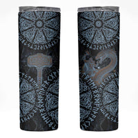 Thor and Jormungandr Norse Mythology Viking Skinny Tumbler Celtic Knot and Rune Art Style