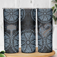 Thor and Jormungandr Norse Mythology Viking Skinny Tumbler Celtic Knot and Rune Art Style