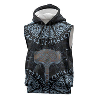 Thor and Jormungandr Norse Mythology Viking Sleeveless Hoodie Celtic Knot and Rune Art Style