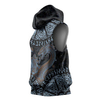 Thor and Jormungandr Norse Mythology Viking Sleeveless Hoodie Celtic Knot and Rune Art Style