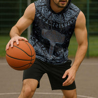 Thor and Jormungandr Norse Mythology Viking Sleeveless Hoodie Celtic Knot and Rune Art Style