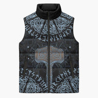 Thor and Jormungandr Norse Mythology Viking Sleeveless Puffer Jacket Celtic Knot and Rune Art Style