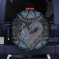 Thor and Jormungandr Norse Mythology Viking Spare Tire Cover Celtic Knot and Rune Art Style