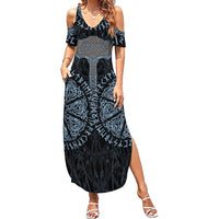 Thor and Jormungandr Norse Mythology Viking Summer Maxi Dress Celtic Knot and Rune Art Style