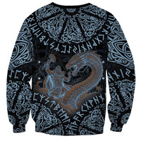 Thor and Jormungandr Norse Mythology Viking Sweatshirt Celtic Knot and Rune Art Style