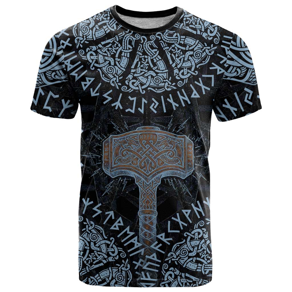 Thor and Jormungandr Norse Mythology Viking T Shirt Celtic Knot and Rune Art Style