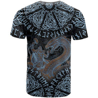 Thor and Jormungandr Norse Mythology Viking T Shirt Celtic Knot and Rune Art Style