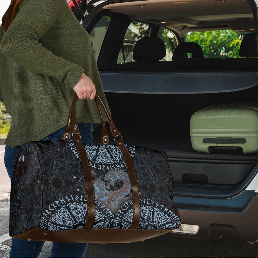 Thor and Jormungandr Norse Mythology Viking Travel Bag Celtic Knot and Rune Art Style