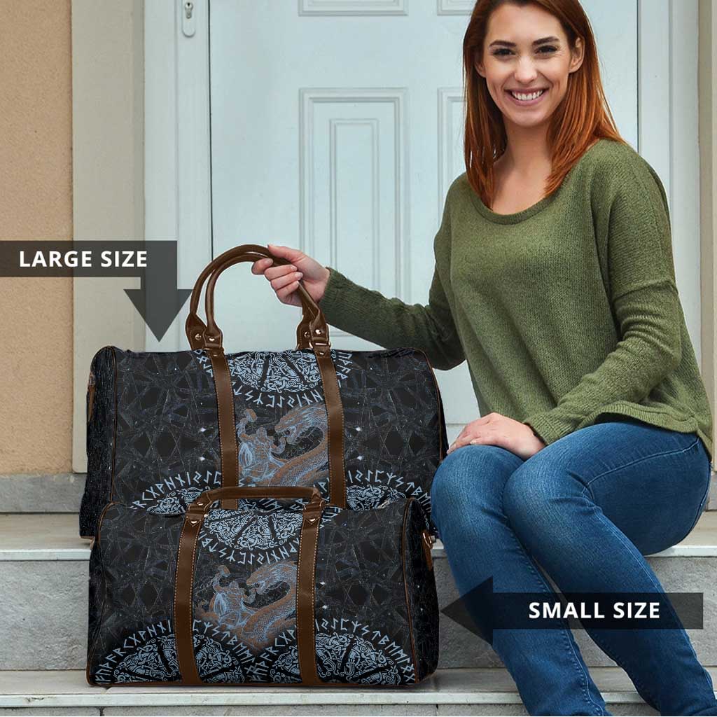 Thor and Jormungandr Norse Mythology Viking Travel Bag Celtic Knot and Rune Art Style