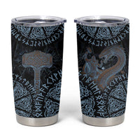 Thor and Jormungandr Norse Mythology Viking Tumbler Cup Celtic Knot and Rune Art Style