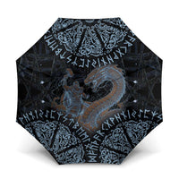 Thor and Jormungandr Norse Mythology Viking Umbrella Celtic Knot and Rune Art Style