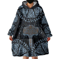Thor and Jormungandr Norse Mythology Viking Wearable Blanket Hoodie Celtic Knot and Rune Art Style