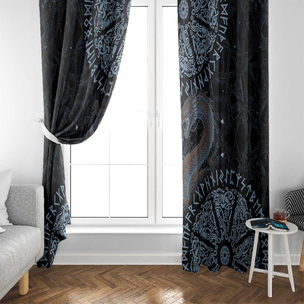 Thor and Jormungandr Norse Mythology Viking Window Curtain Celtic Knot and Rune Art Style