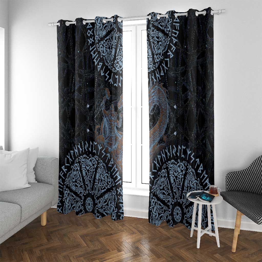 Thor and Jormungandr Norse Mythology Viking Window Curtain Celtic Knot and Rune Art Style
