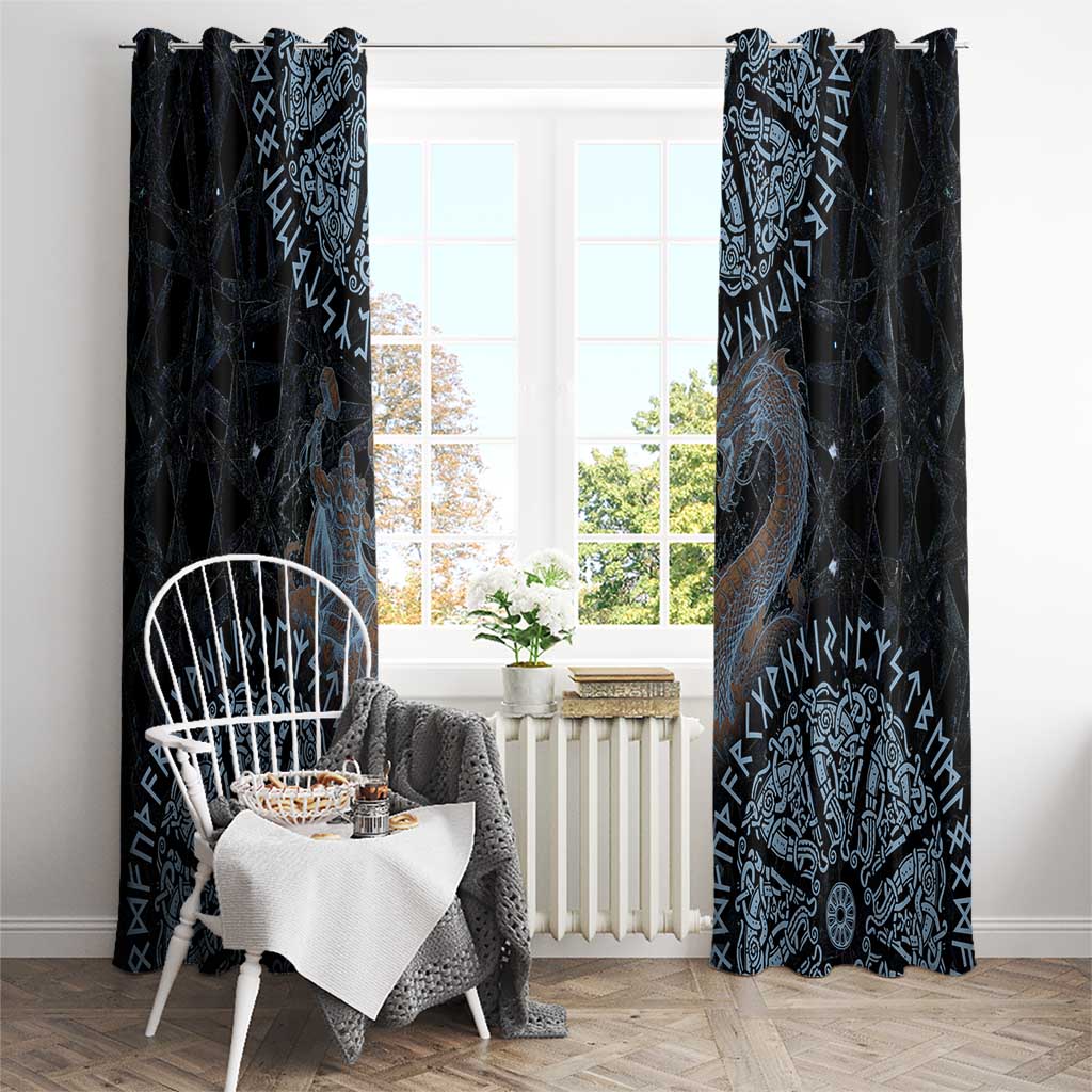 Thor and Jormungandr Norse Mythology Viking Window Curtain Celtic Knot and Rune Art Style