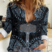 Thor and Jormungandr Norse Mythology Viking Women Casual Shirt Celtic Knot and Rune Art Style