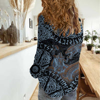 Thor and Jormungandr Norse Mythology Viking Women Casual Shirt Celtic Knot and Rune Art Style