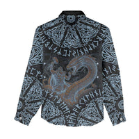 Thor and Jormungandr Norse Mythology Viking Women Casual Shirt Celtic Knot and Rune Art Style