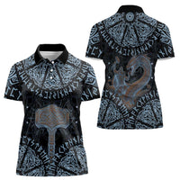 Thor and Jormungandr Norse Mythology Viking Women Polo Shirt Celtic Knot and Rune Art Style