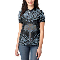 Thor and Jormungandr Norse Mythology Viking Women Polo Shirt Celtic Knot and Rune Art Style