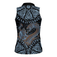 Thor and Jormungandr Norse Mythology Viking Women Sleeveless Polo Shirt Celtic Knot and Rune Art Style
