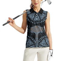 Thor and Jormungandr Norse Mythology Viking Women Sleeveless Polo Shirt Celtic Knot and Rune Art Style