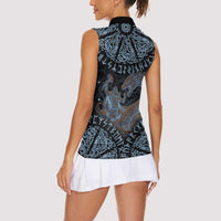 Thor and Jormungandr Norse Mythology Viking Women Sleeveless Polo Shirt Celtic Knot and Rune Art Style
