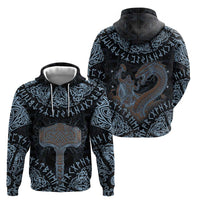 Thor and Jormungandr Norse Mythology Viking Zip Hoodie Celtic Knot and Rune Art Style