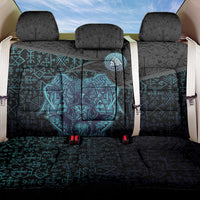 Viking Warrior and Raven Norse Mythology Back Car Seat Cover Neon Line Art with Rune Patterns