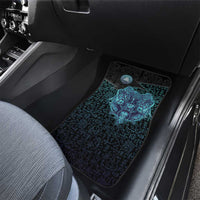 Viking Warrior and Raven Norse Mythology Car Mats Neon Line Art with Rune Patterns