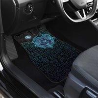 Viking Warrior and Raven Norse Mythology Car Mats Neon Line Art with Rune Patterns