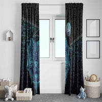 Viking Warrior and Raven Norse Mythology Window Curtain Neon Line Art with Rune Patterns