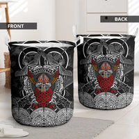 Viking Berserker and Valknut Norse Mythology Laundry Basket Red and Black Celtic Knotwork Art