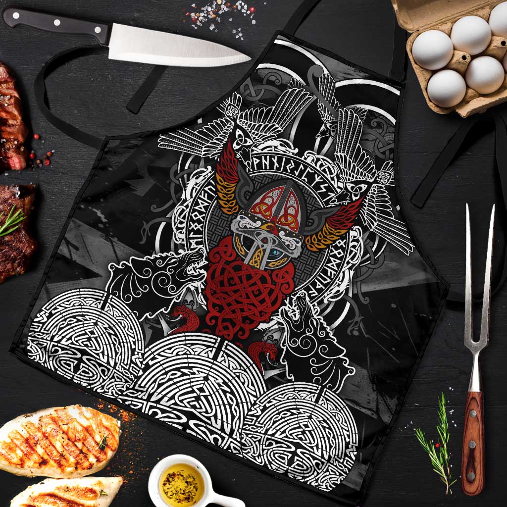 Viking Berserker and Valknut Norse Mythology Apron Red and Black Celtic Knotwork Art