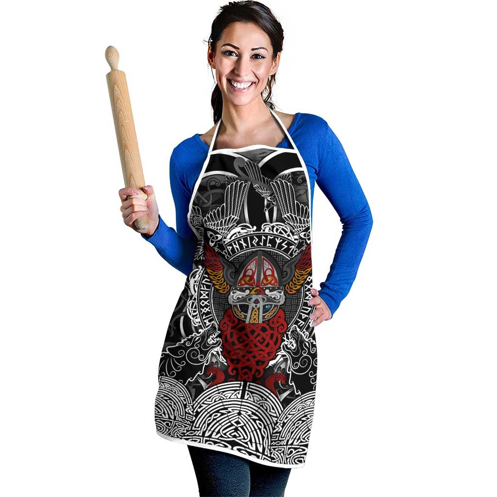 Viking Berserker and Valknut Norse Mythology Apron Red and Black Celtic Knotwork Art