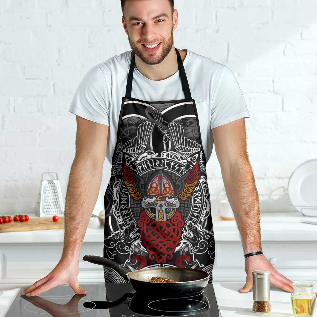 Viking Berserker and Valknut Norse Mythology Apron Red and Black Celtic Knotwork Art