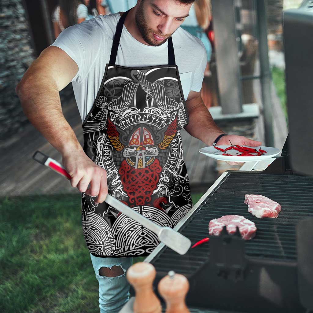Viking Berserker and Valknut Norse Mythology Apron Red and Black Celtic Knotwork Art