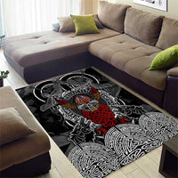 Viking Berserker and Valknut Norse Mythology Area Rug Red and Black Celtic Knotwork Art