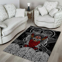Viking Berserker and Valknut Norse Mythology Area Rug Red and Black Celtic Knotwork Art