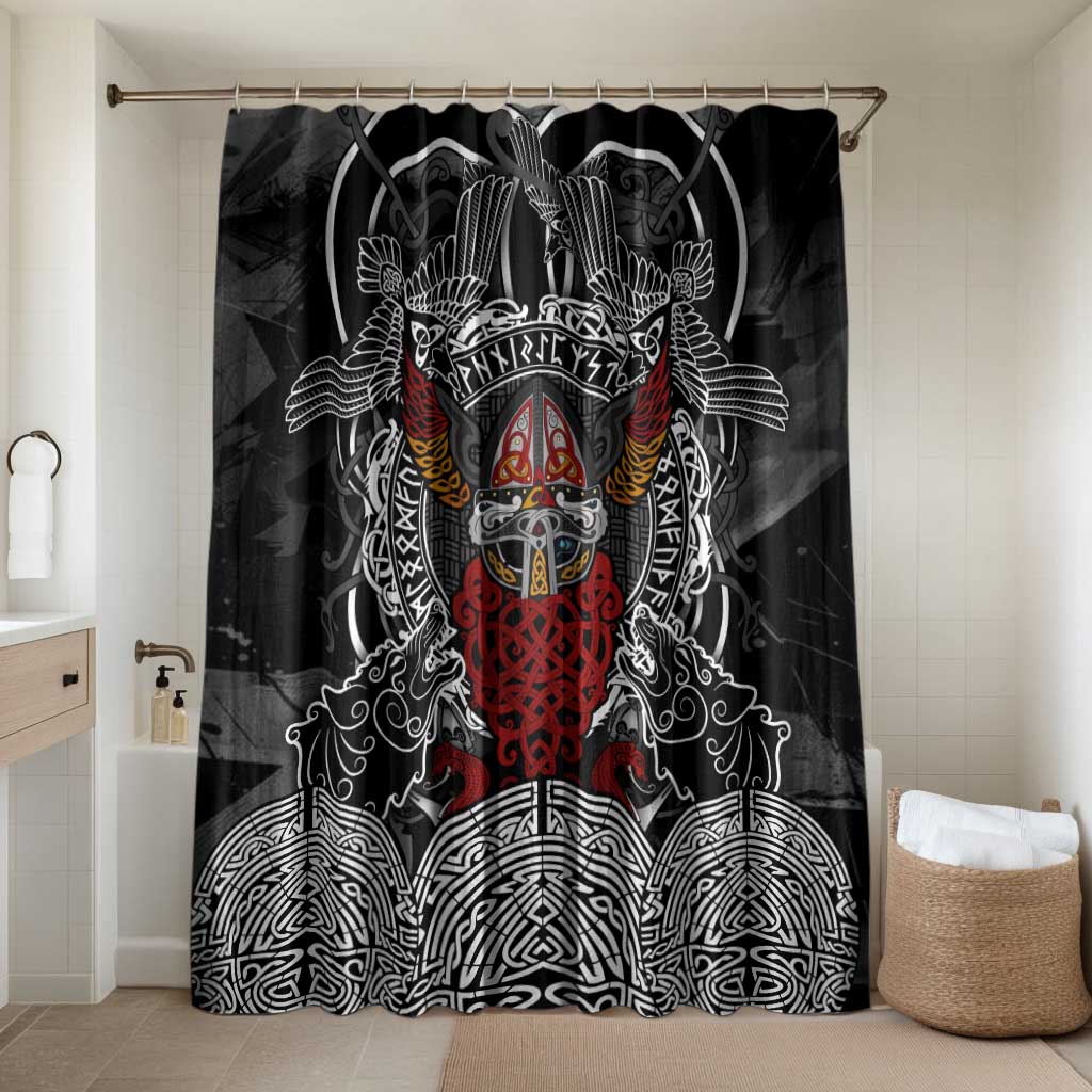 Viking Berserker and Valknut Norse Mythology Bathroom Set Red and Black Celtic Knotwork Art