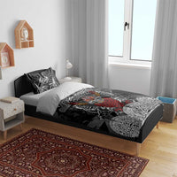 Viking Berserker and Valknut Norse Mythology Bedding Set Red and Black Celtic Knotwork Art