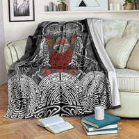 Viking Berserker and Valknut Norse Mythology Blanket Red and Black Celtic Knotwork Art